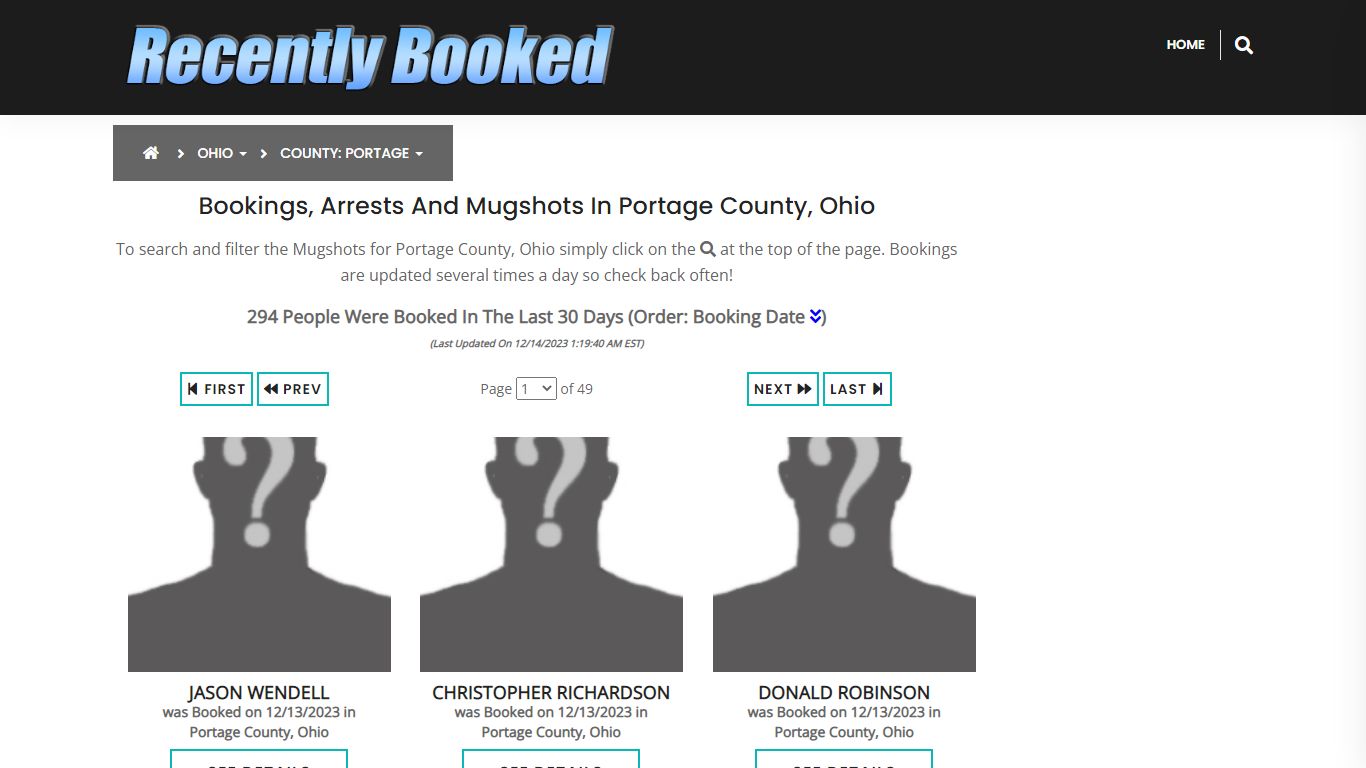 Recent bookings, Arrests, Mugshots in Portage County, Ohio